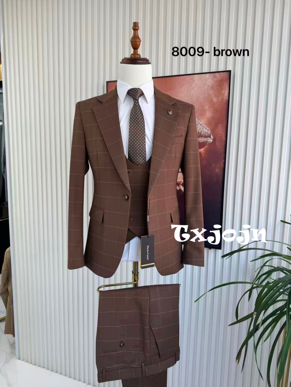 Men Formal Wear Office - Men's Plaid Tuxedo 3 Pieces Jacket