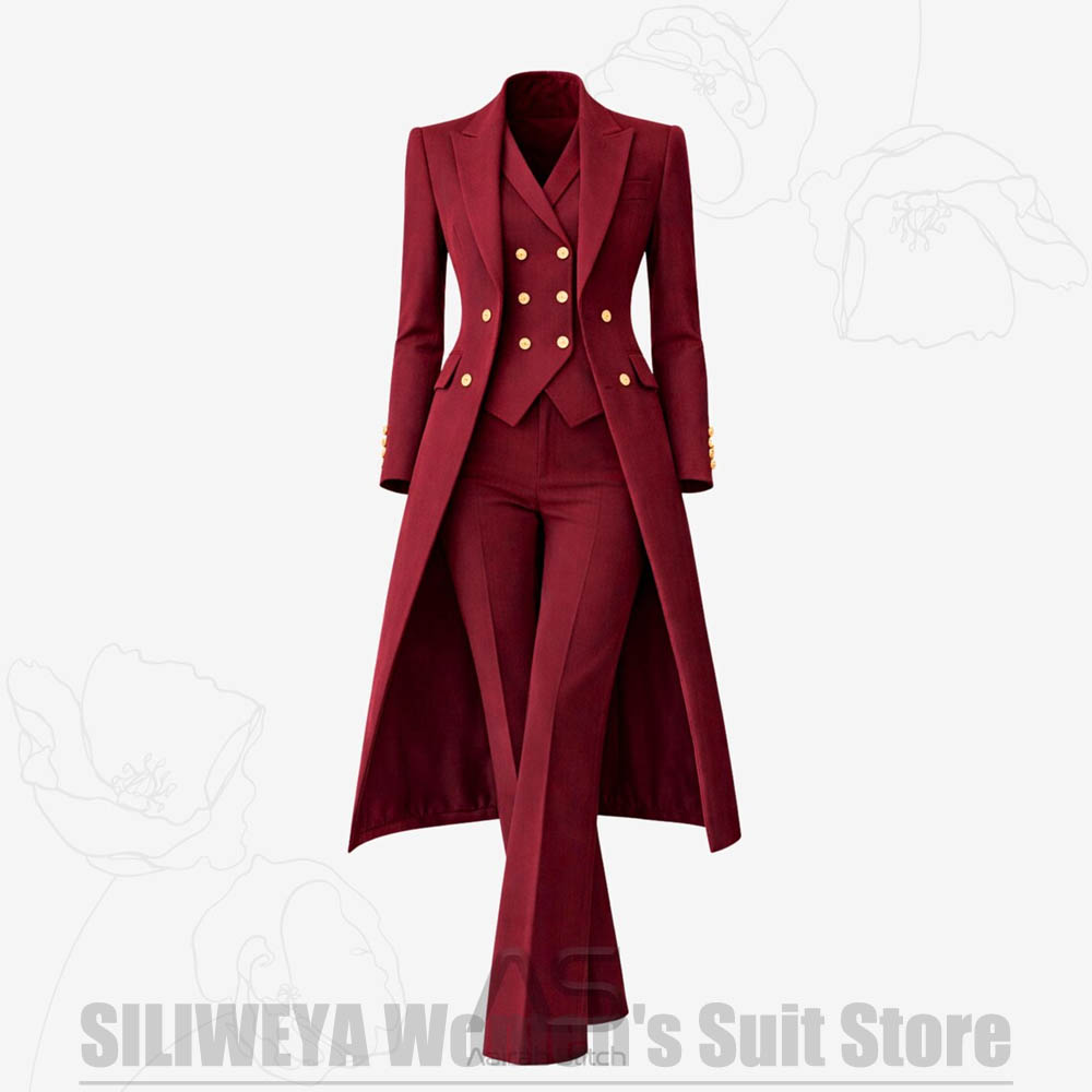 Formal Vest Waistcoat - Women's Suit 3 Piece Double Breasted