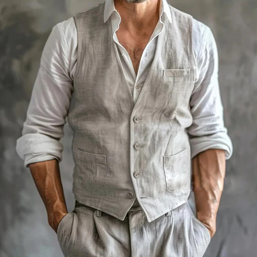 Men's Linen Vest Summer Male G - Formal Vest Waistcoat review and price
