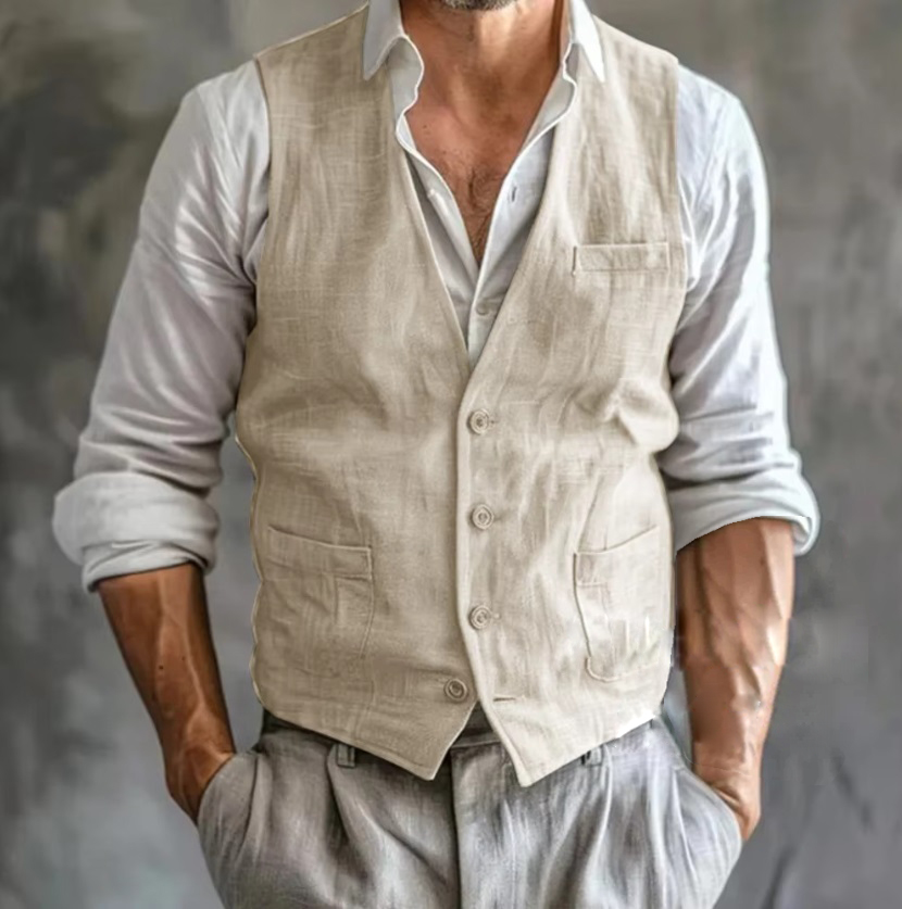 Men's Linen Vest Summer Male G - Formal Vest Waistcoat review and price