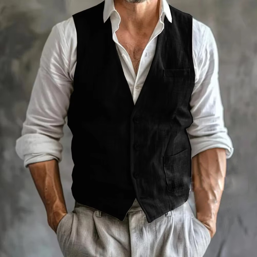 Men's Linen Vest Summer Male G - Formal Vest Waistcoat review and price