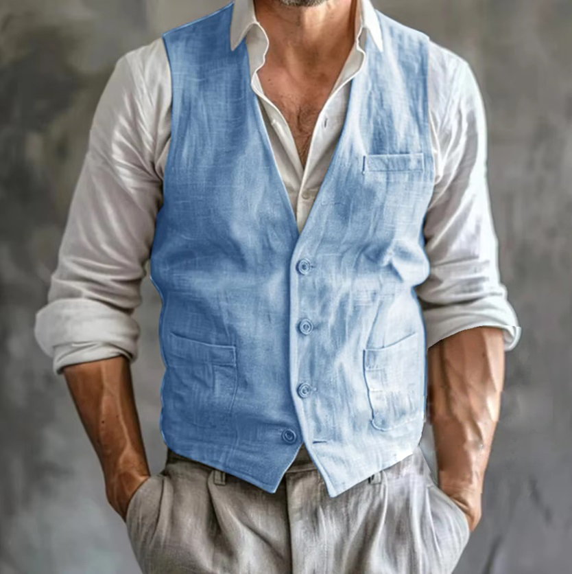 Men's Linen Vest Summer Male G - Formal Vest Waistcoat review and price