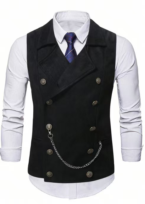 Men's Double Breasted Vest wit - Formal Vest Waistcoat review and price