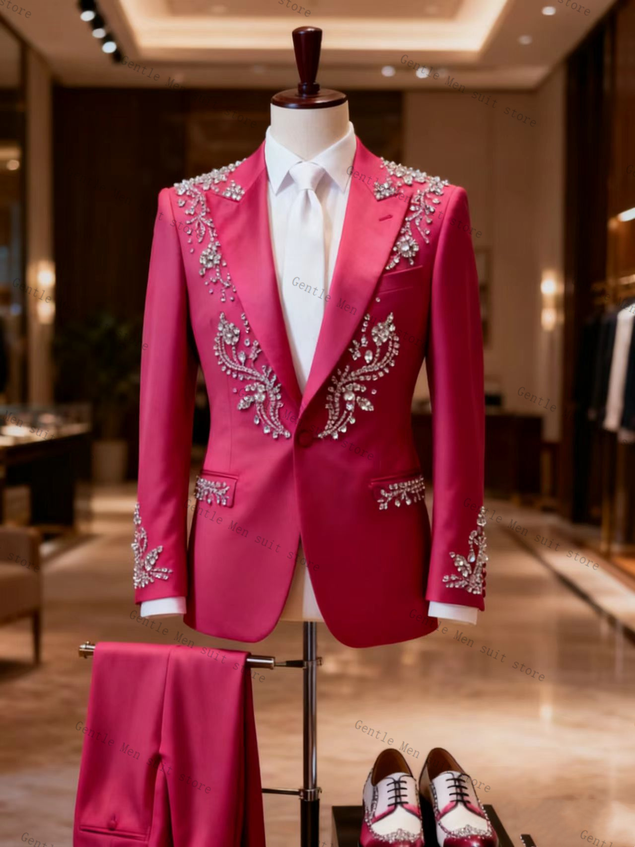 Pink Men Suit Set 2 Pcs Blazer - Men Formal Wear Pink review and price
