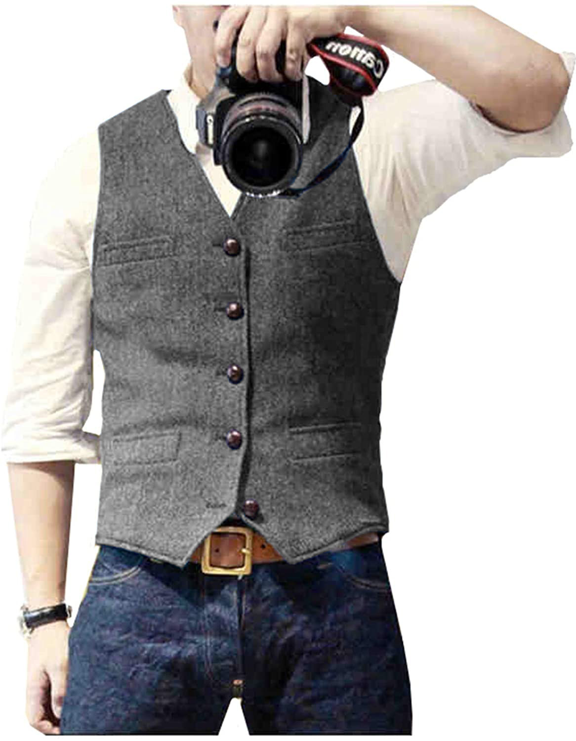 Men's Suit Vest V Neck Wool He - Formal Vest Waistcoat review and price