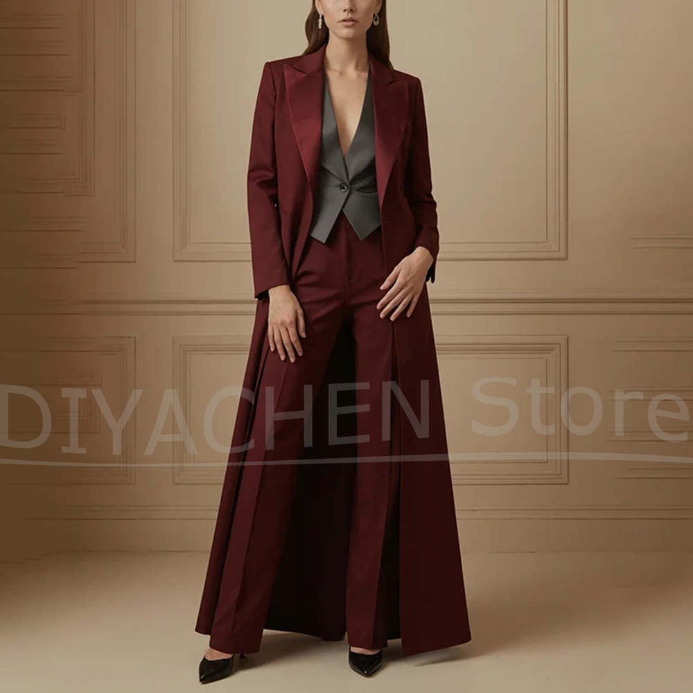 Women's Suit Set Burgundy Long - Formal Vest Waistcoat review and price