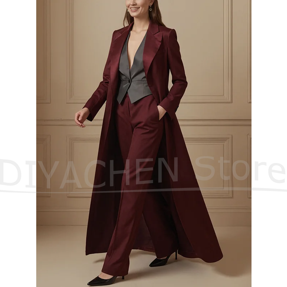 Women's Suit Set Burgundy Long - Formal Vest Waistcoat review and price