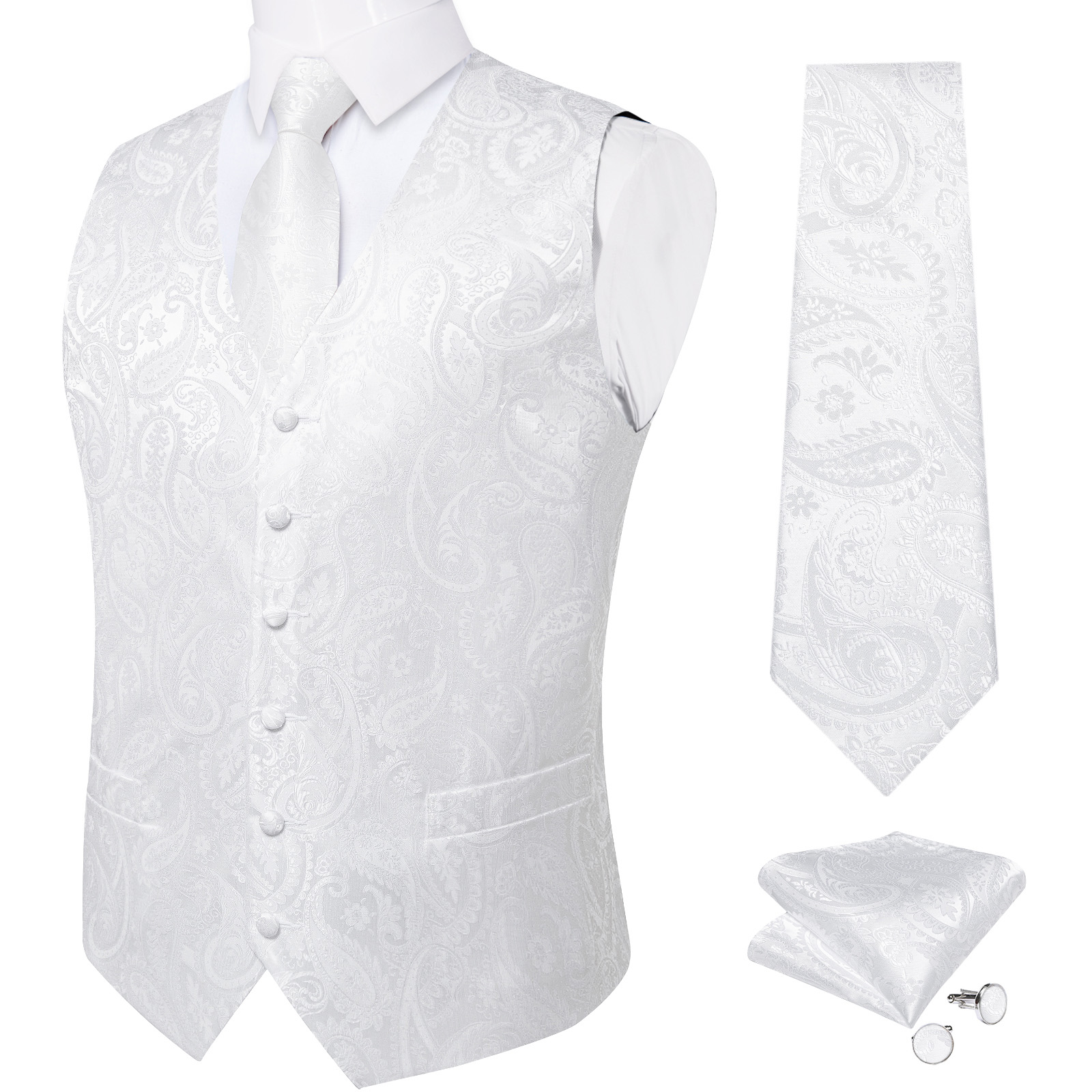 Pure White Wedding Vest for Ma - Formal Vest Waistcoat review and price