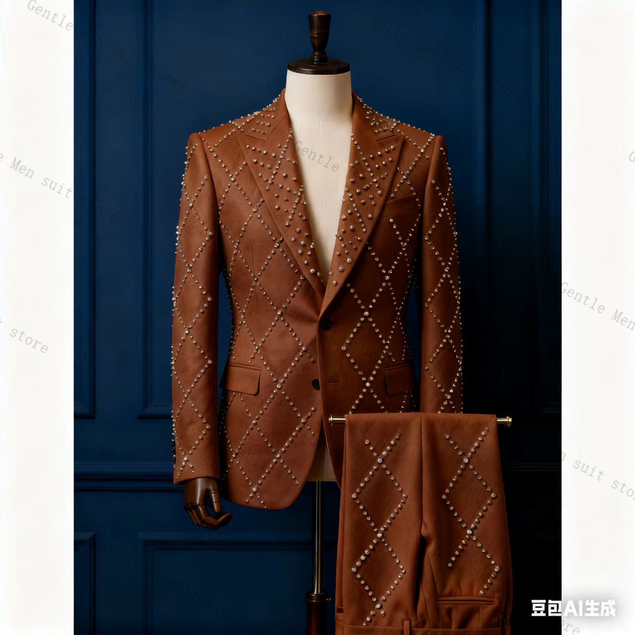 Pink Men Suit Set 2 Piece Ston - Men Formal Wear Pink review and price