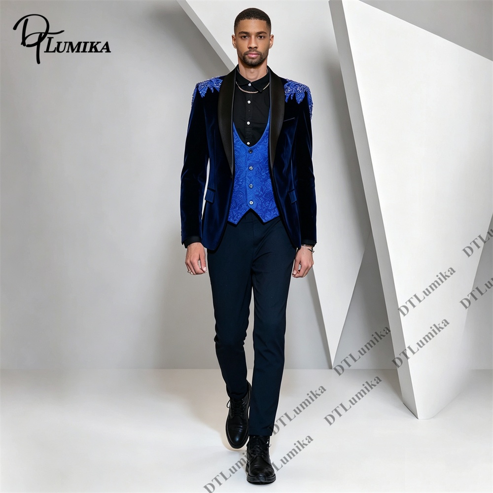 Peagent Men 3 Piece Velvet Sui - Men Formal Wear Office review and price