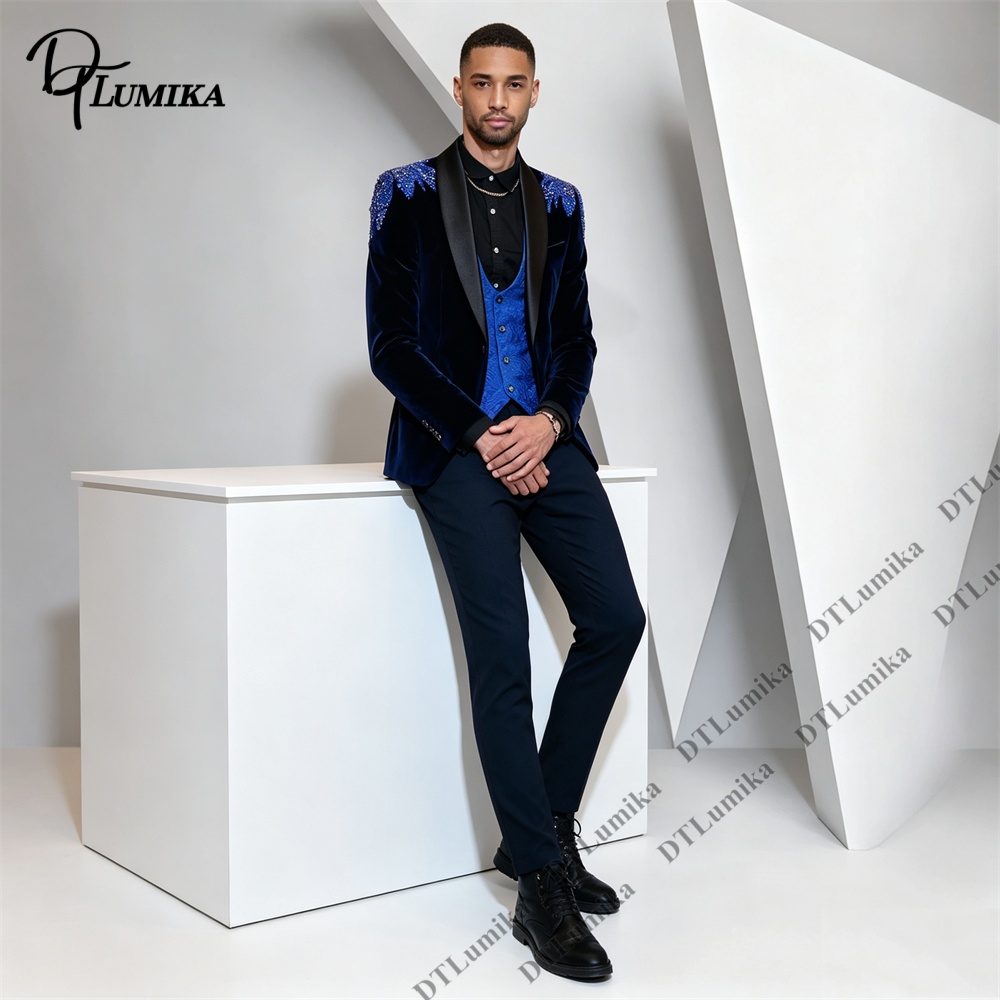 Peagent Men 3 Piece Velvet Sui - Men Formal Wear Office review and price