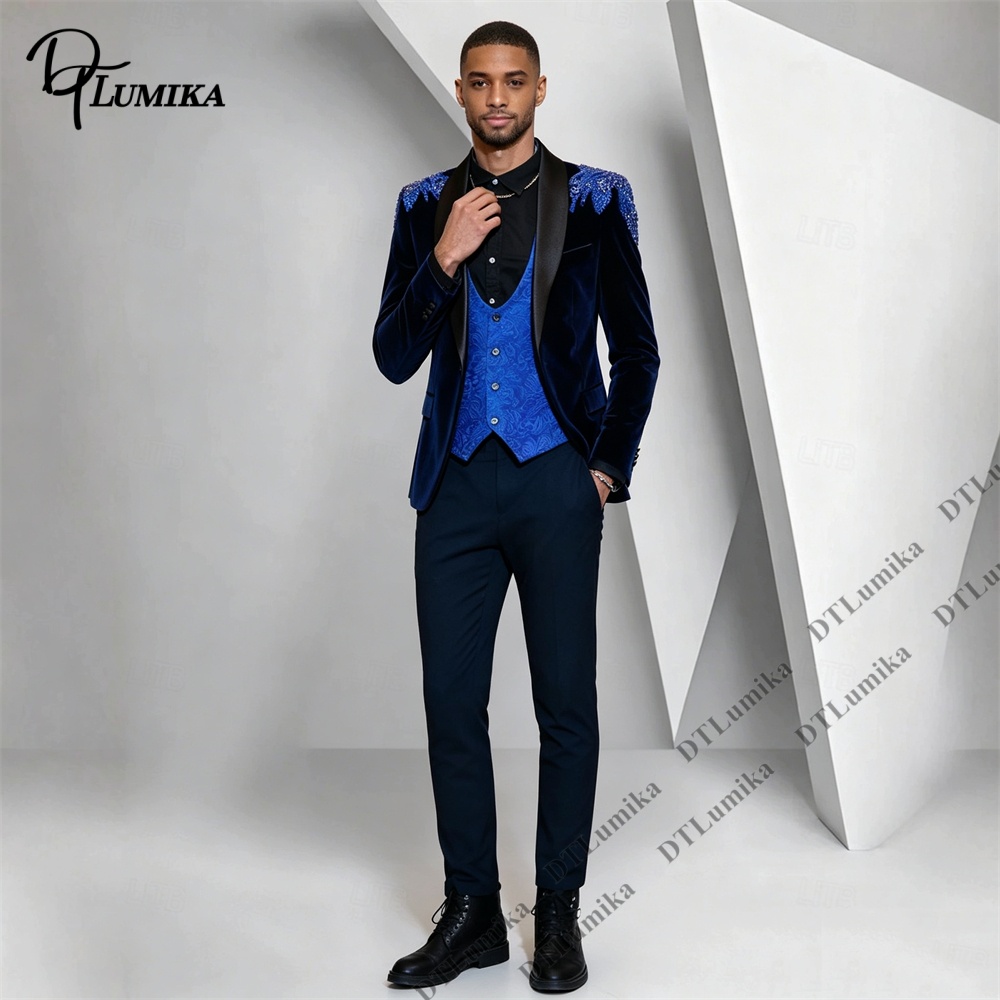 Peagent Men 3 Piece Velvet Sui - Men Formal Wear Office review and price