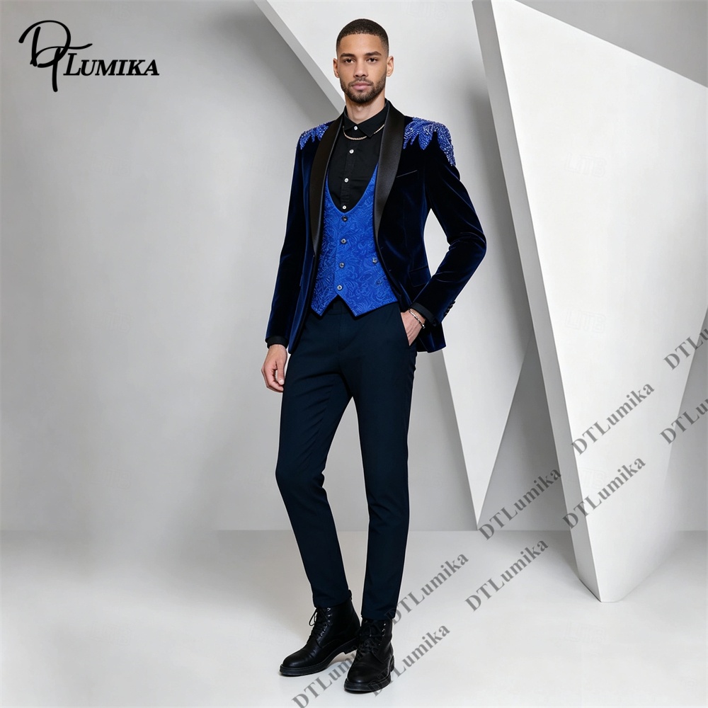 Peagent Men 3 Piece Velvet Sui - Men Formal Wear Office review and price
